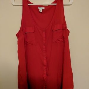 Sheer Red Sleeveless Button Down Shirt